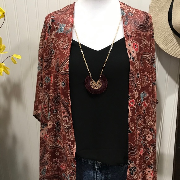 NWT 2X/3X Lightweight Paisley Open Front Kimono - Picture 12 of 13